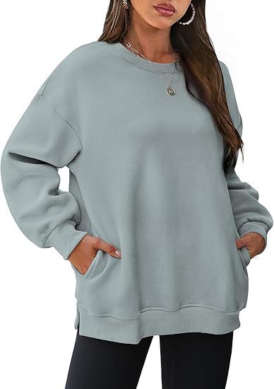 Women's Round Neck Pullover Oversized Loose Velvet Long Sleeve Sweatshirt