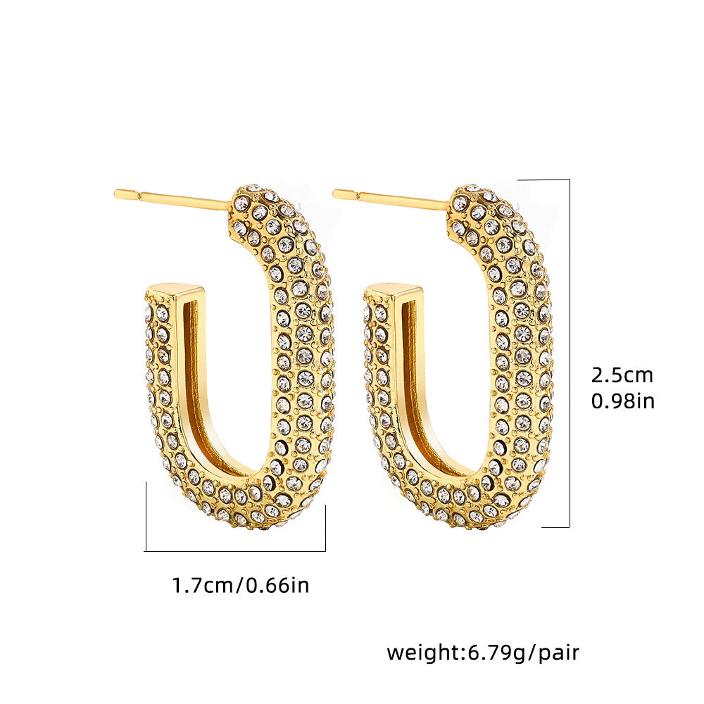 Stainless Steel 18K Gold Plating Twist-knot Earrings With Diamonds