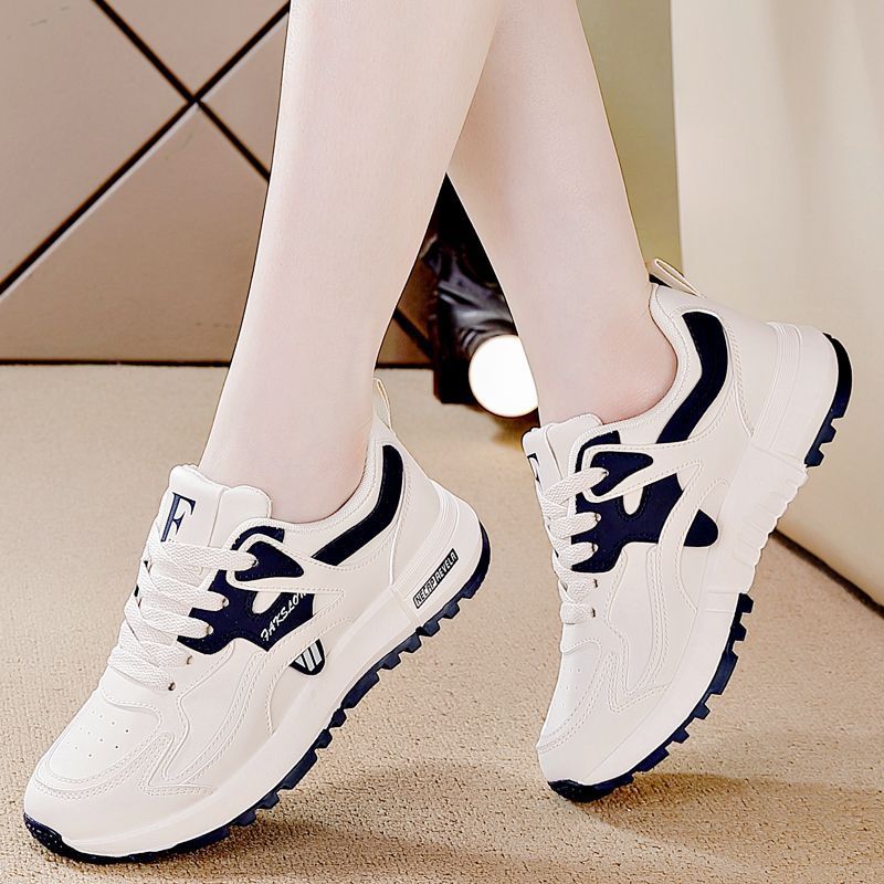 Korean Style All-matching And Lightweight Running Leather Casual Daddy Shoes Women