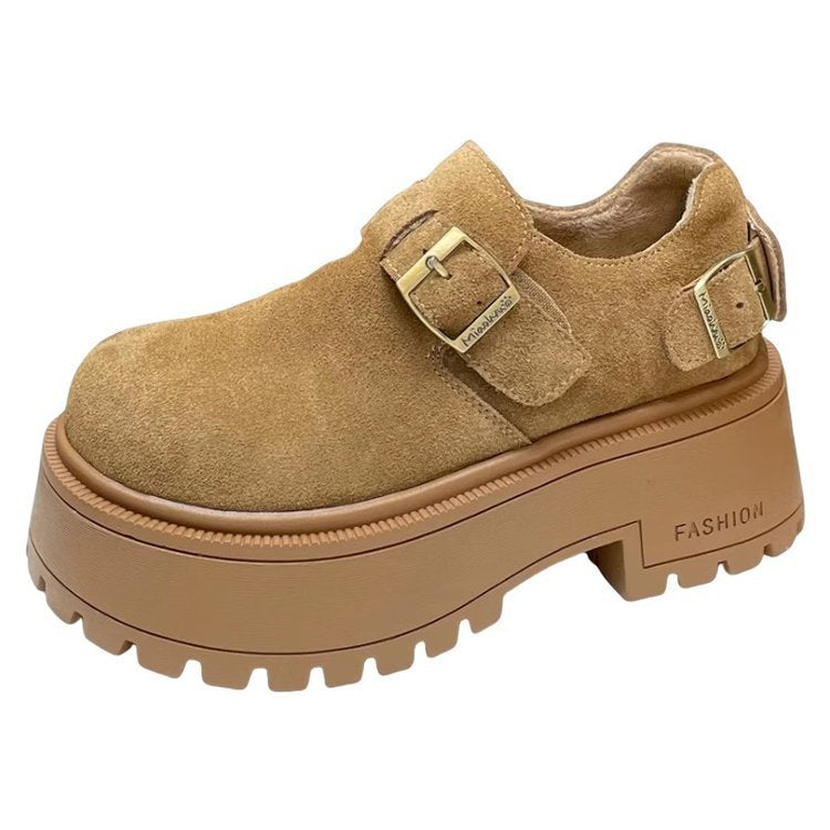 Red Fashionable Temperamental All-match Height Increasing Warm Wear-resistant Low-top Cotton Shoes