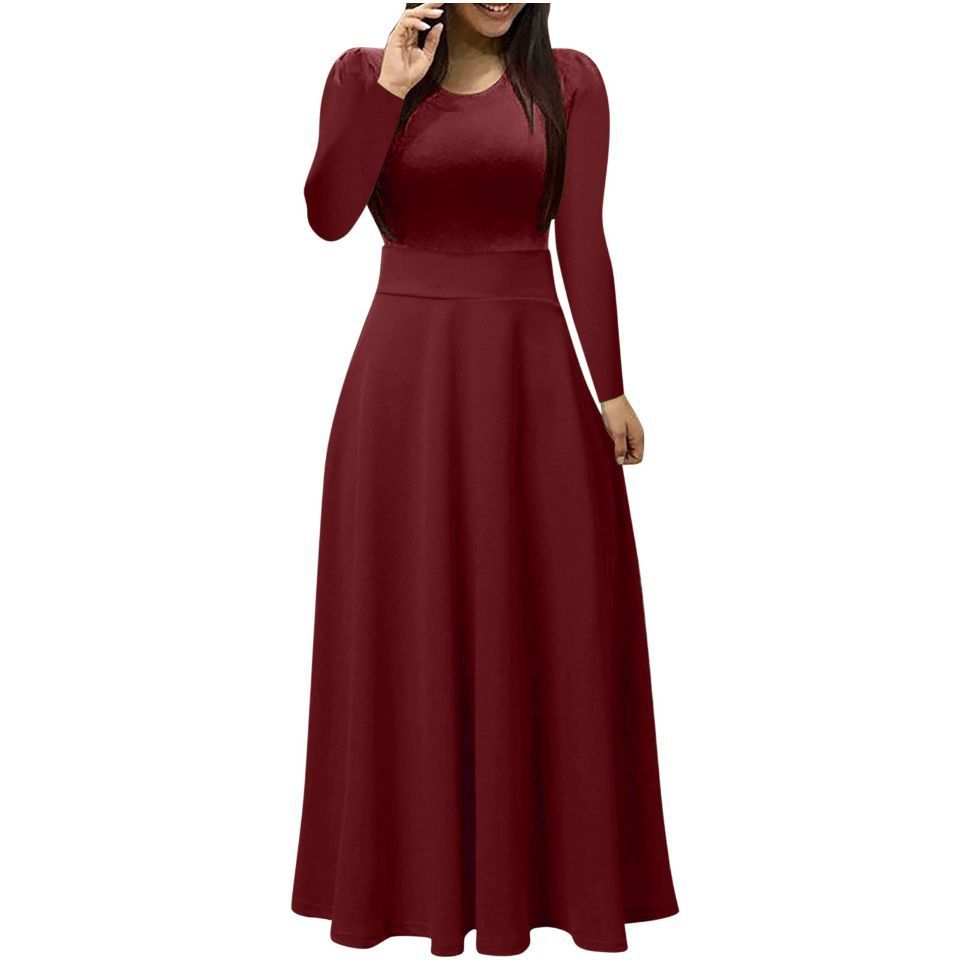 Female Temperament Cool Long Sleeve U Collar Dress