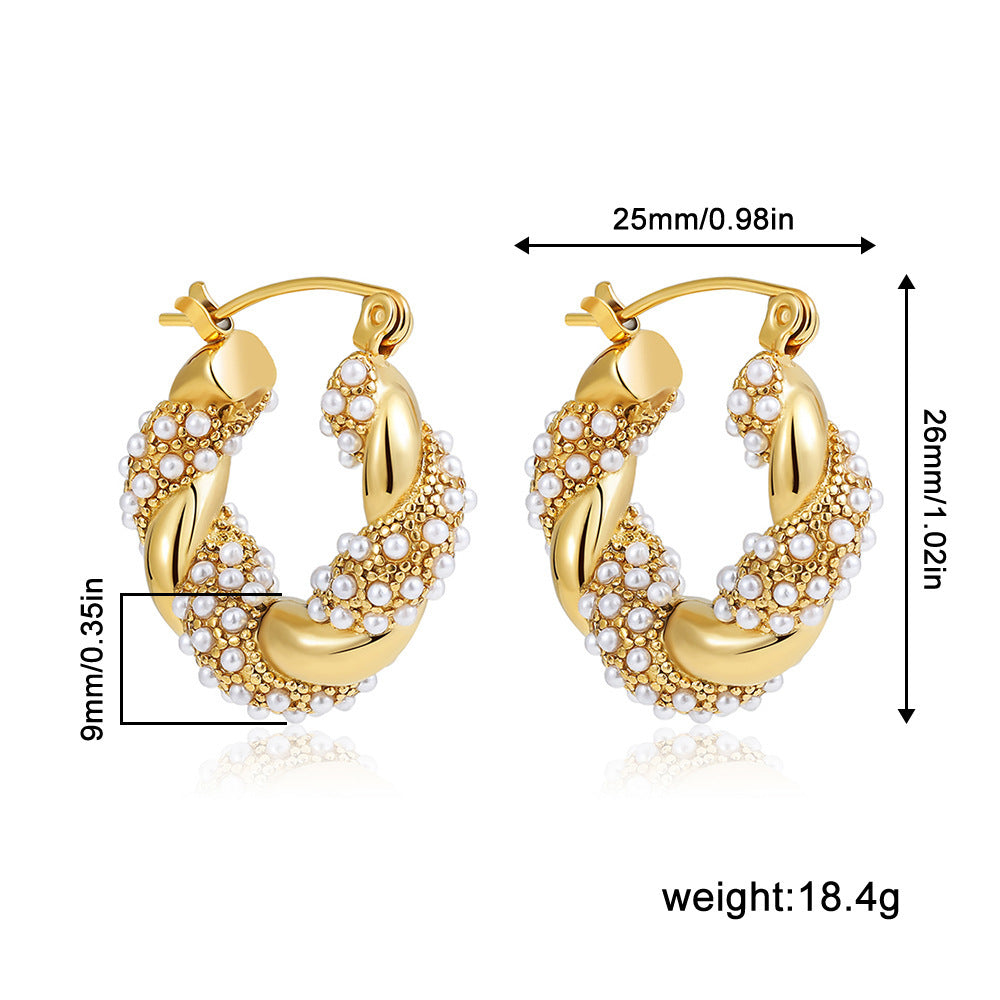 Stainless Steel 18K Gold Plating Twist-knot Earrings With Diamonds