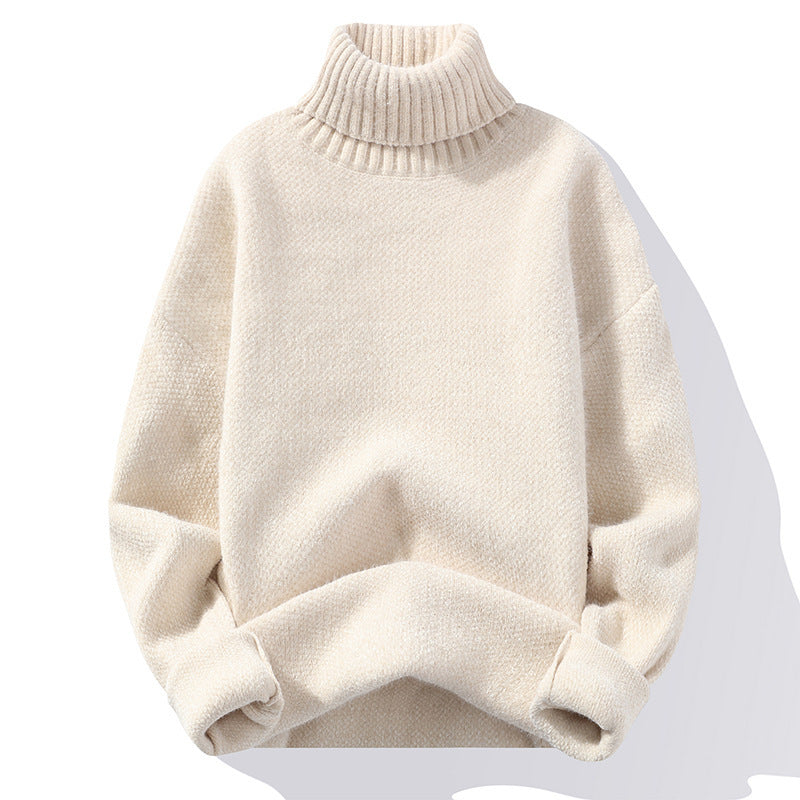 Autumn And Winter Thickened Mink-like Wool Korean Style Trendy Solid Color Casual Turtleneck Knitwear Sweater