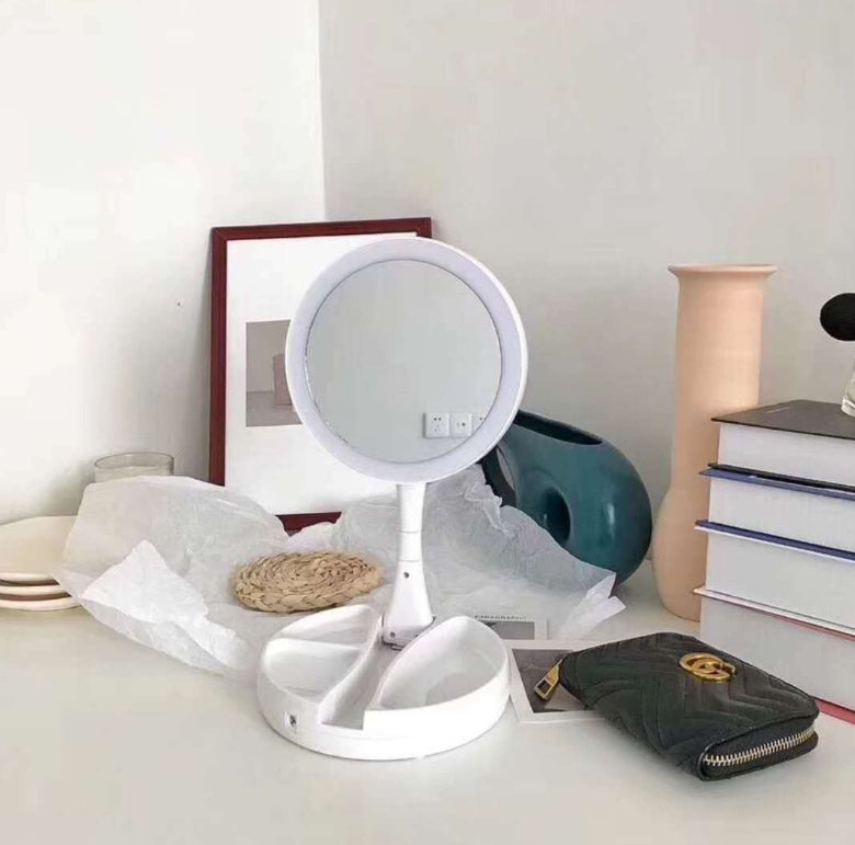 The same paragraph beauty fill light multi-function double-sided storage vanity mirror LED foldable usb charging