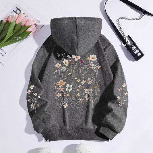 Women's Colorful Flower Print Sweatshirt Sweater