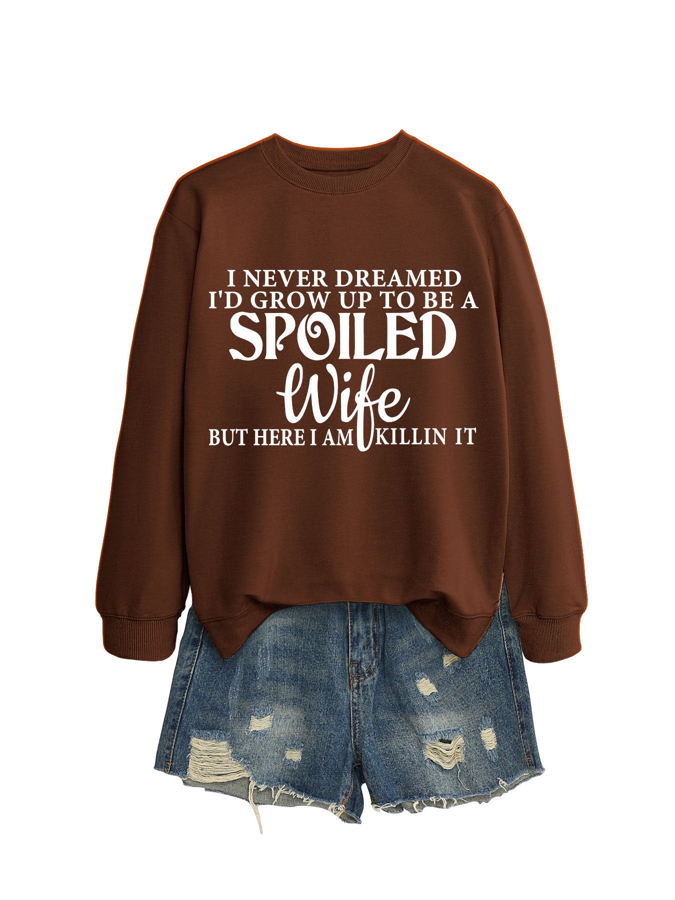 Casual Letters Printed Crew Neck Sweatshirt Women