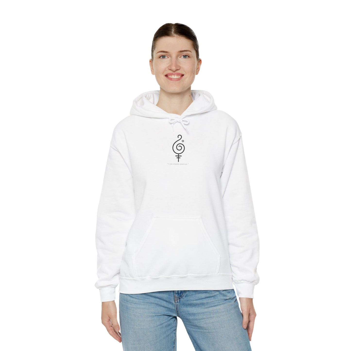 Money attraction power 369 Unisex Heavy Blend™ Hooded Sweatshirt - I Am Strong Enough, Minimalist Design