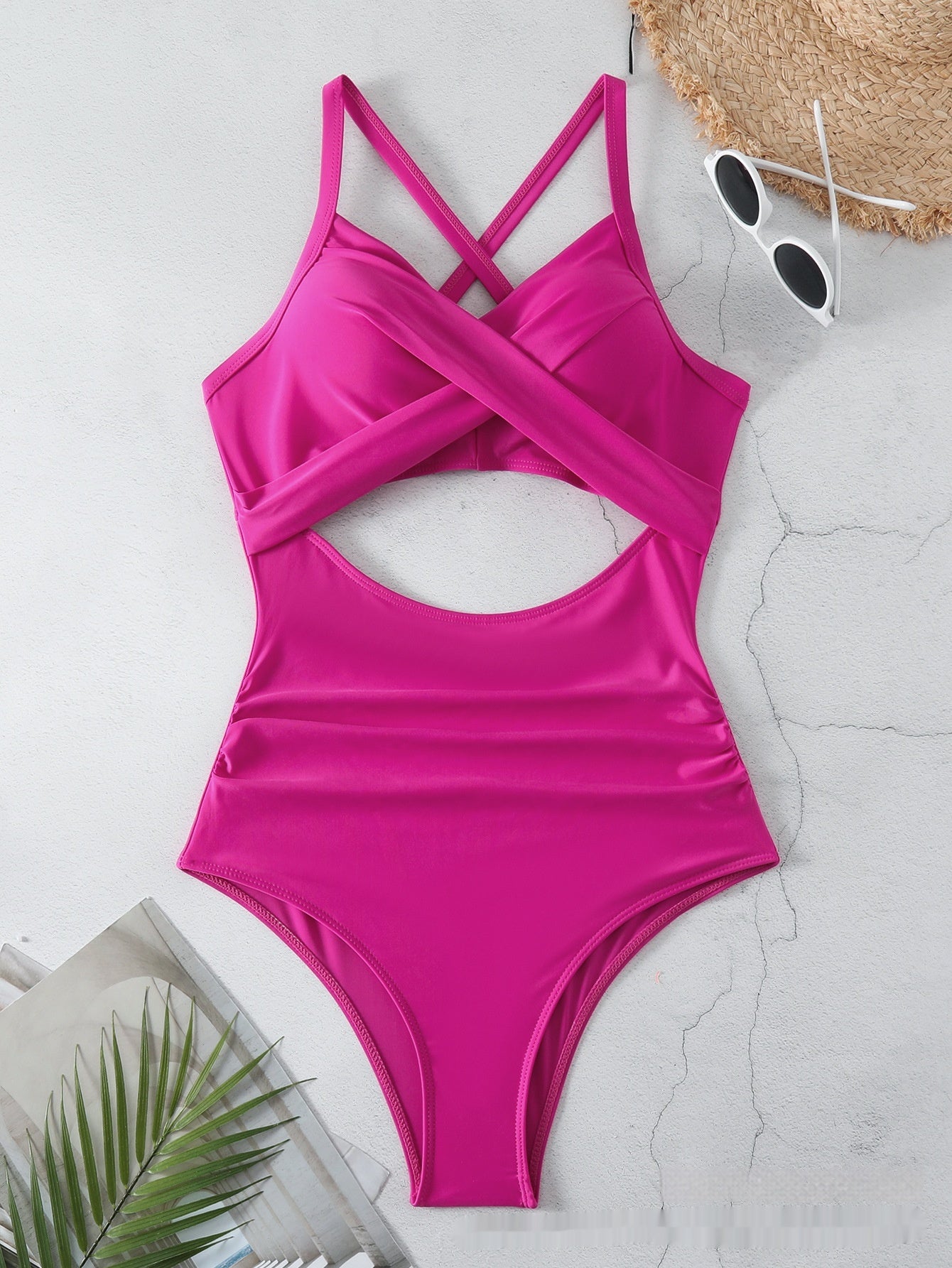 Sexy Cutout Cross Color Matching Swimsuit