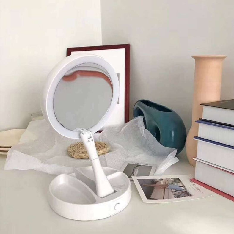 The same paragraph beauty fill light multi-function double-sided storage vanity mirror LED foldable usb charging