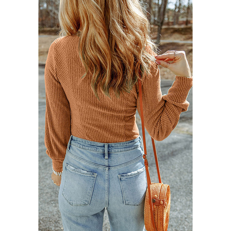 European And American Thin Casual Simple Solid Color Sweater