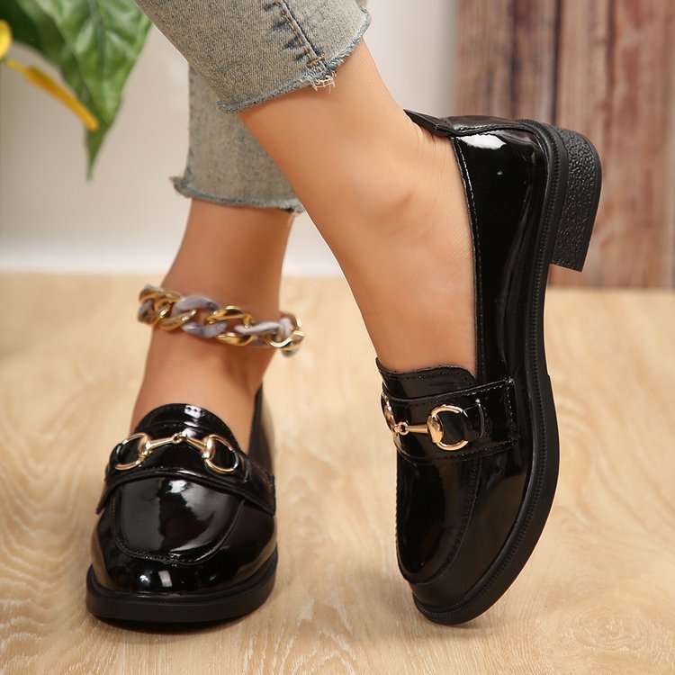 Plus Size British Style Leather Shoes Women