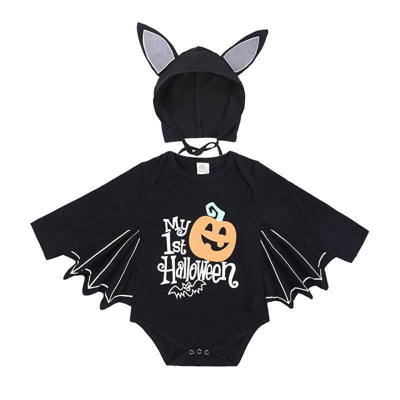 New Baby Halloween Long-sleeved Jumpsuit Pumpkin Letter Halloween Baby Jumpsuits Triangle Rompers