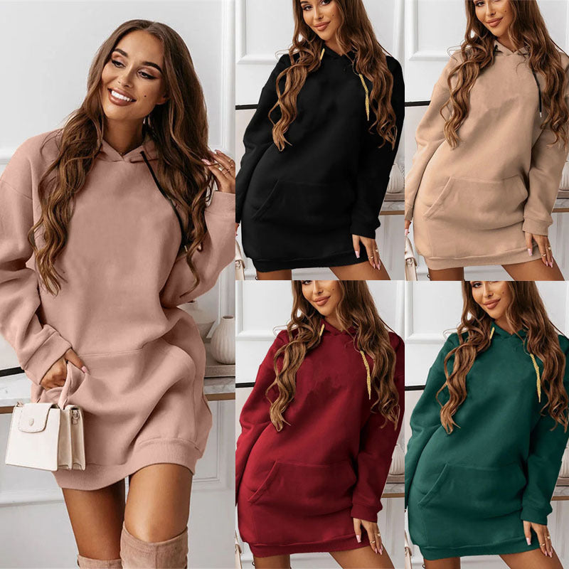 Autumn And Winter New Women's Solid Color Casual Sports Hoodie Sweater