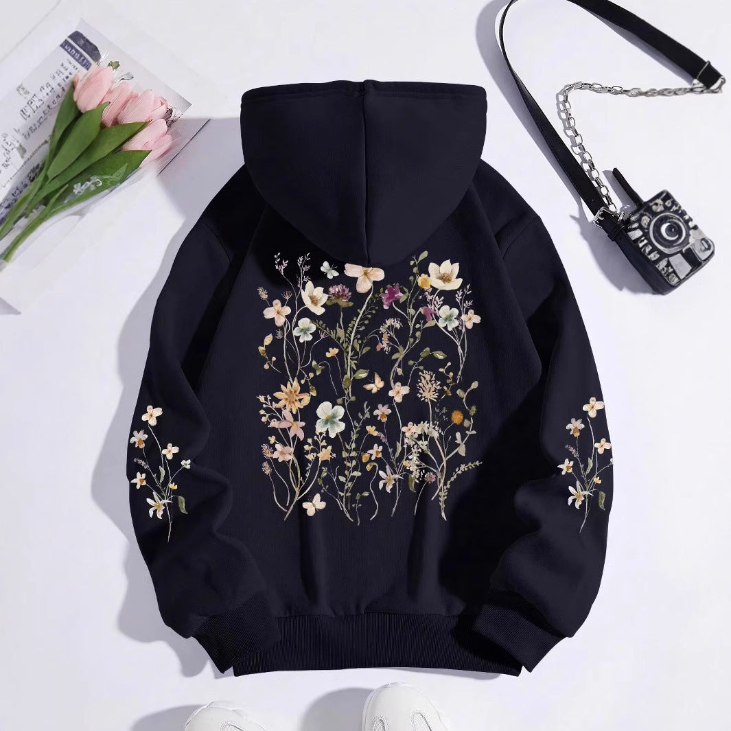 Women's Colorful Flower Print Sweatshirt Sweater