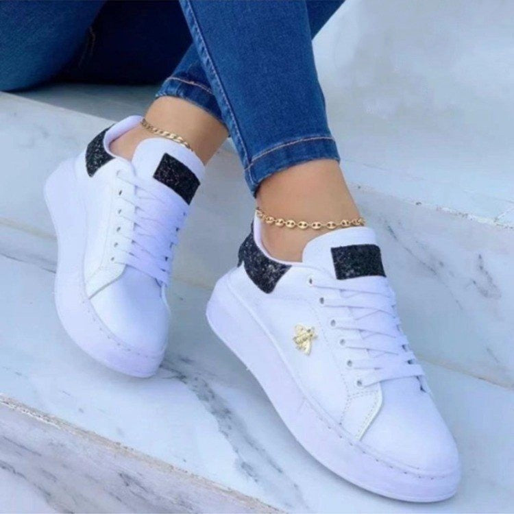 Platform Sneakers Lace-up White Low-top Casual Shoes