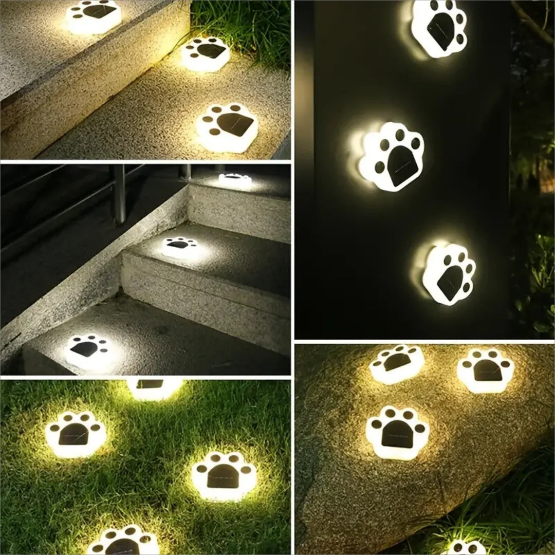 LED Solar Garden Light Outdoor Waterproof Garden Decoration Dog Cat Animal Paw Print Lights Path Lawn Lamp String Paths Light