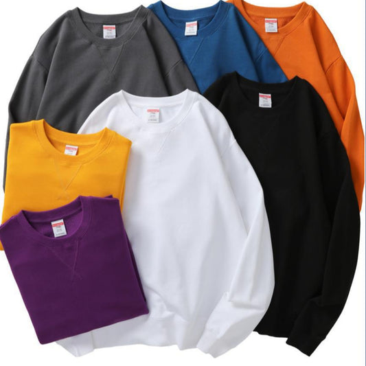 Cotton Heavy Terry Round Neck Men's Sweater Inverted Triangle