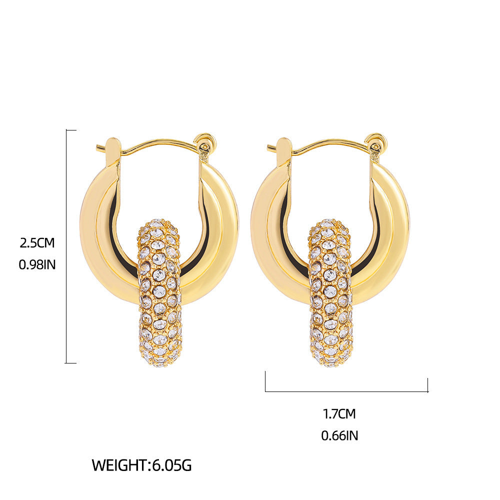 Stainless Steel 18K Gold Plating Twist-knot Earrings With Diamonds