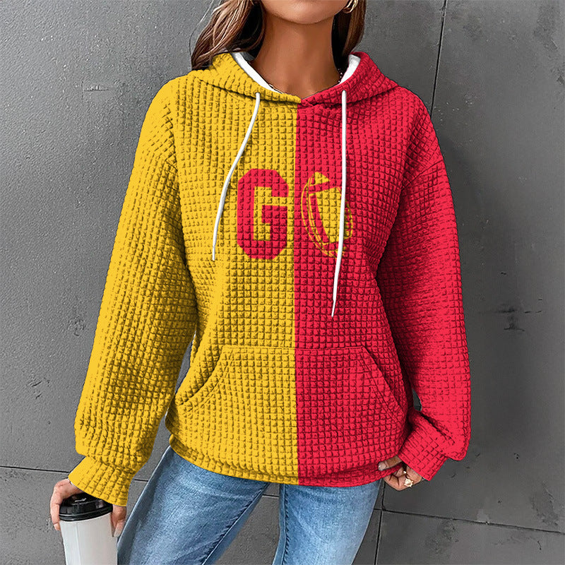 Waffle Sweater Hooded Sweaters Women's Clothing