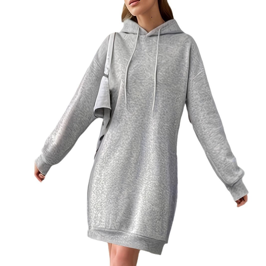 Casual Loose Fleece-lined 250g Autumn And Winter Women's Hooded Sweater