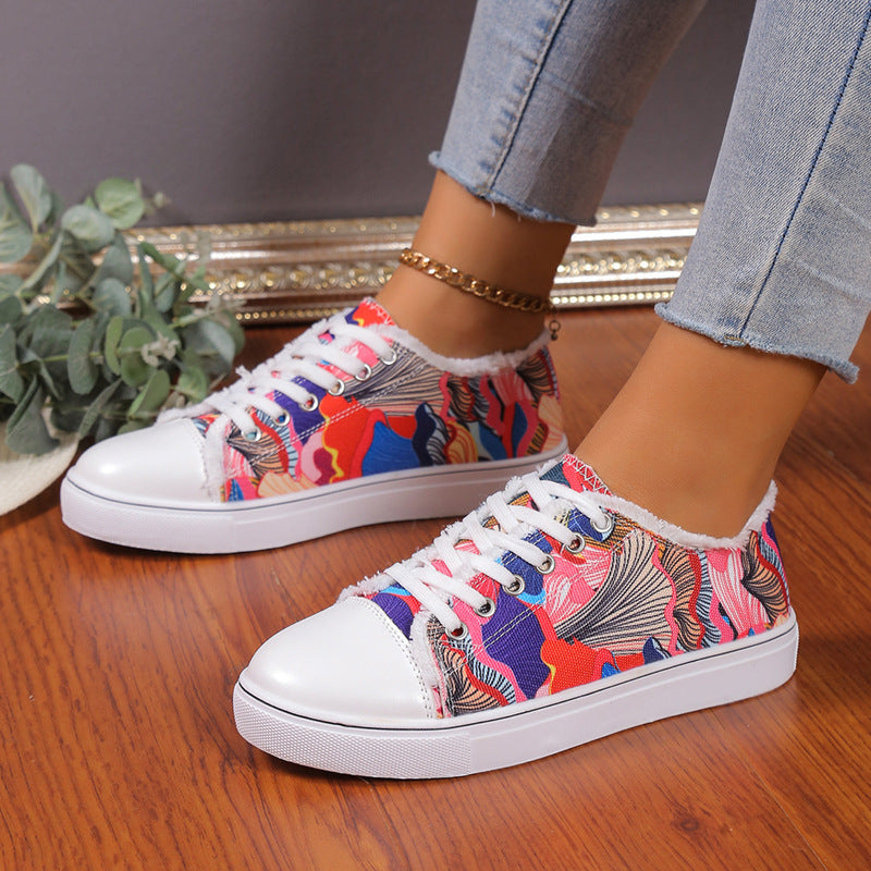 Versatile Flat Bottomed Student Lace Up Canvas Shoes