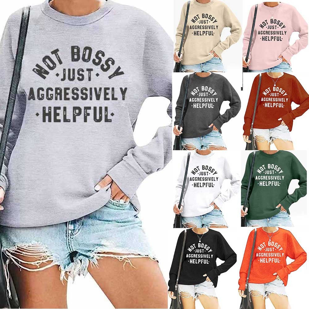 Women's Printed Loose Round Neck Long Sleeve Sweater