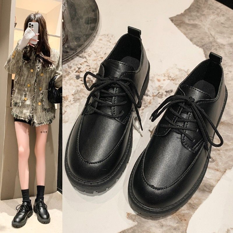 Plus Size Platform Lace-up Loafers Leather Shoes For Women