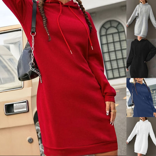 Casual Loose Fleece-lined 250g Autumn And Winter Women's Hooded Sweater