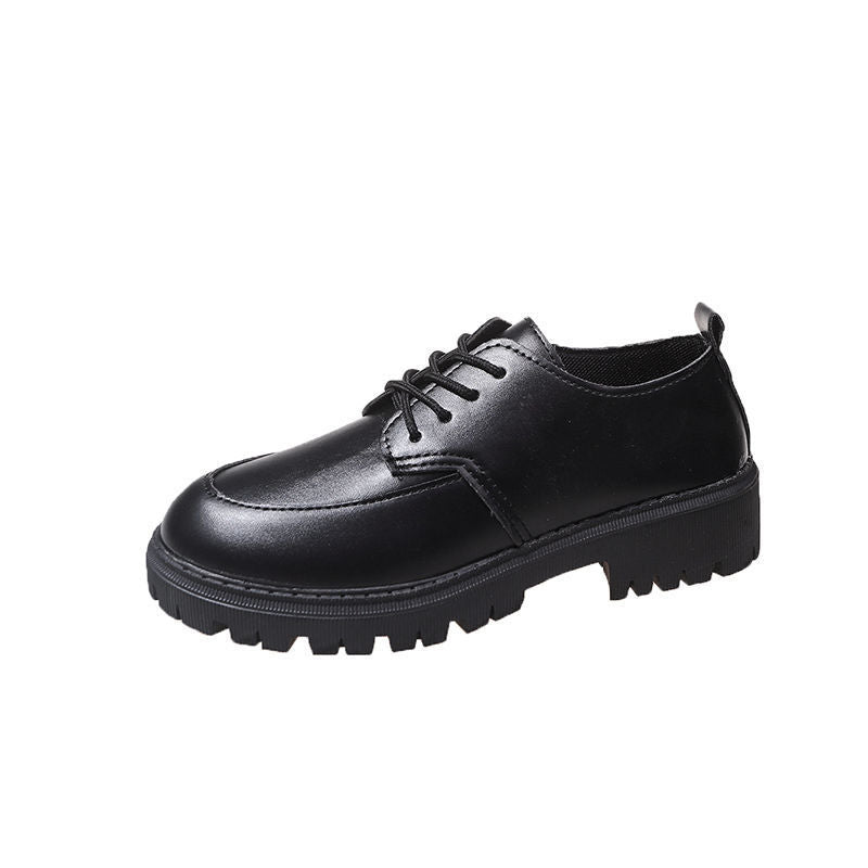 Plus Size Platform Lace-up Loafers Leather Shoes For Women