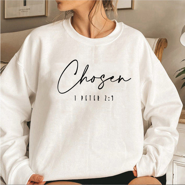 Women's Letter Floral Print Long Sleeve Pullover