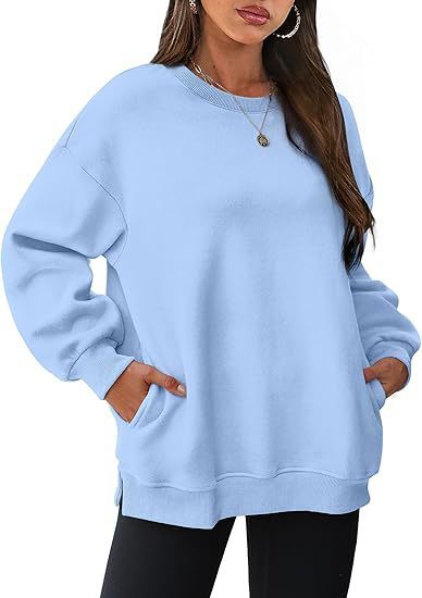 Women's Round Neck Pullover Oversized Loose Velvet Long Sleeve Sweatshirt