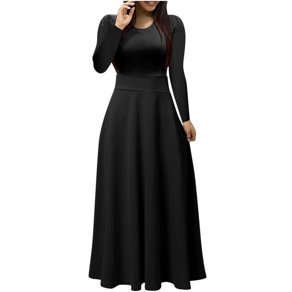 Female Temperament Cool Long Sleeve U Collar Dress