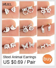 Stainless Steel Mini Stud Earrings Mushroom Cherry Weather Sun Water Droplets Cartilage Ear Piercing Jewelry Skull Face Studs