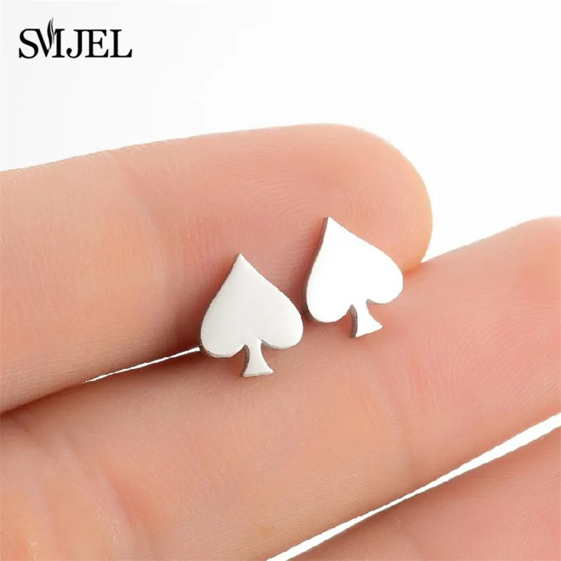 Stainless Steel Mini Stud Earrings Mushroom Cherry Weather Sun Water Droplets Cartilage Ear Piercing Jewelry Skull Face Studs