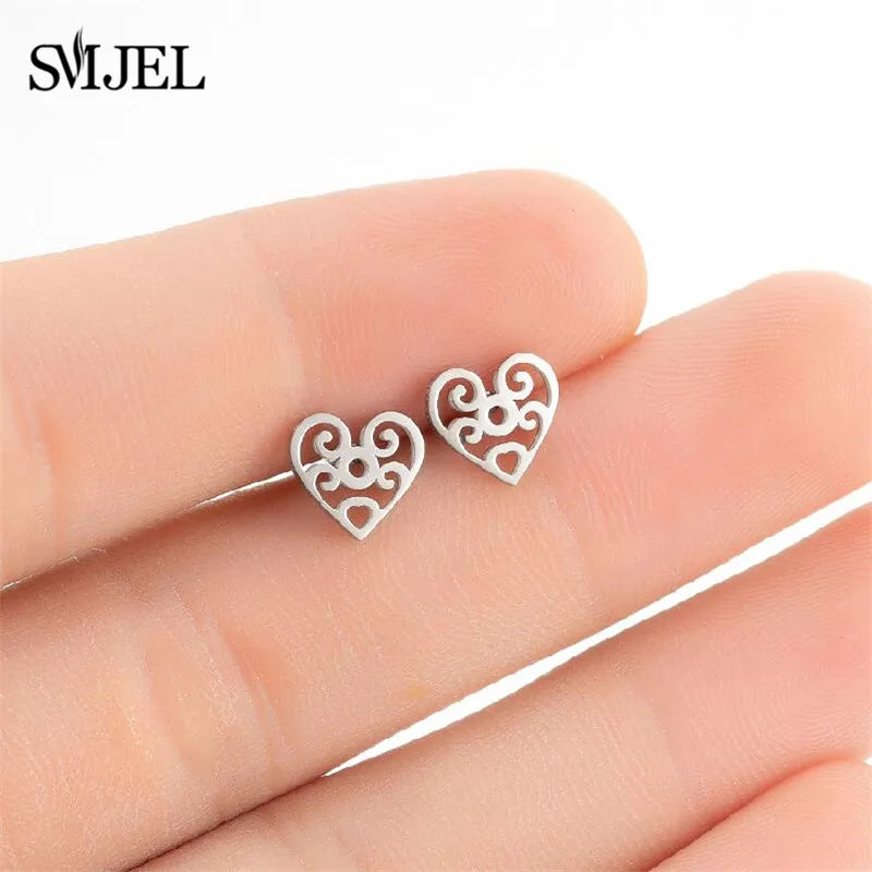 Stainless Steel Mini Stud Earrings Mushroom Cherry Weather Sun Water Droplets Cartilage Ear Piercing Jewelry Skull Face Studs