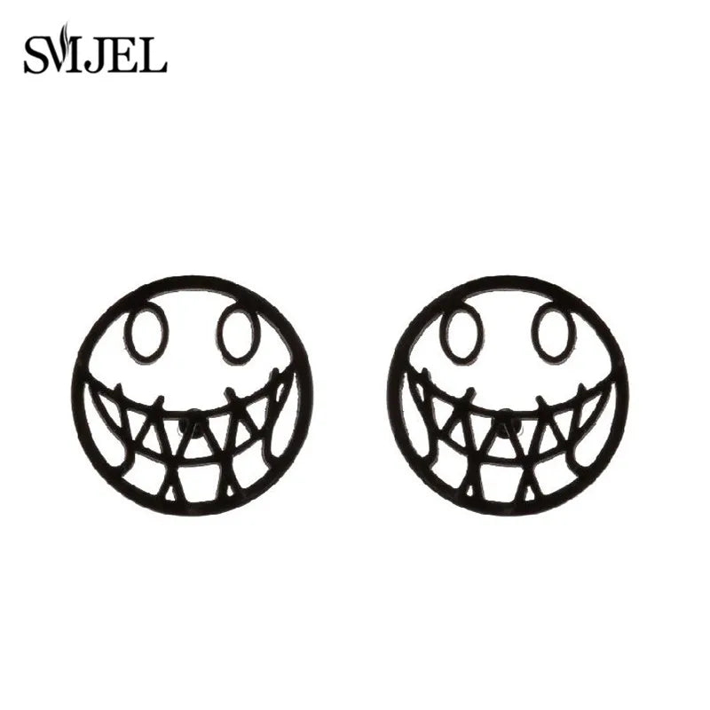 Stainless Steel Mini Stud Earrings Mushroom Cherry Weather Sun Water Droplets Cartilage Ear Piercing Jewelry Skull Face Studs