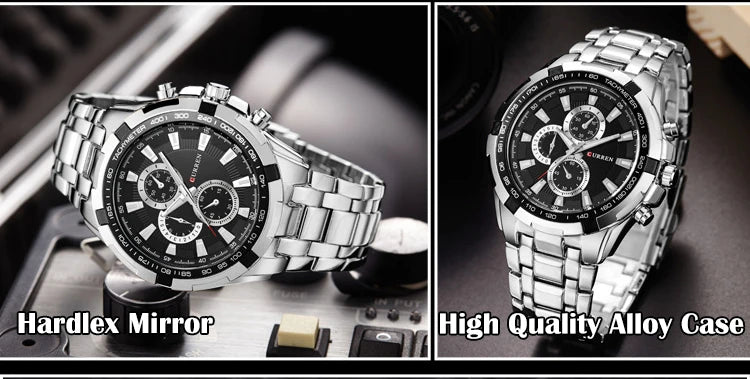 CURREN 8023 Quartz Watch Men Waterproof Sport Military Watches Mens Business Stainless Steel Wristwatch Male Clock reloj hombre