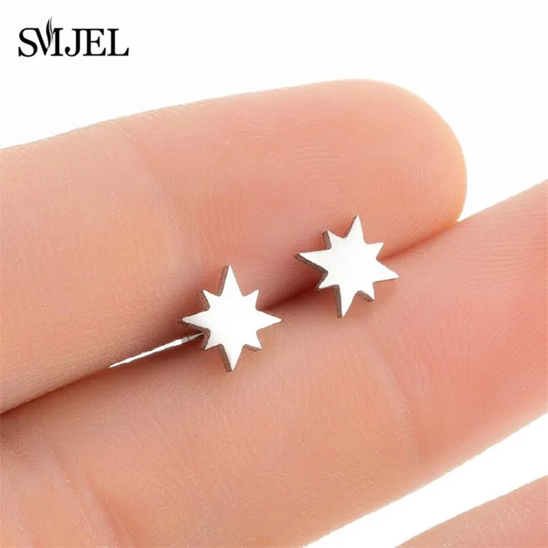 Stainless Steel Mini Stud Earrings Mushroom Cherry Weather Sun Water Droplets Cartilage Ear Piercing Jewelry Skull Face Studs