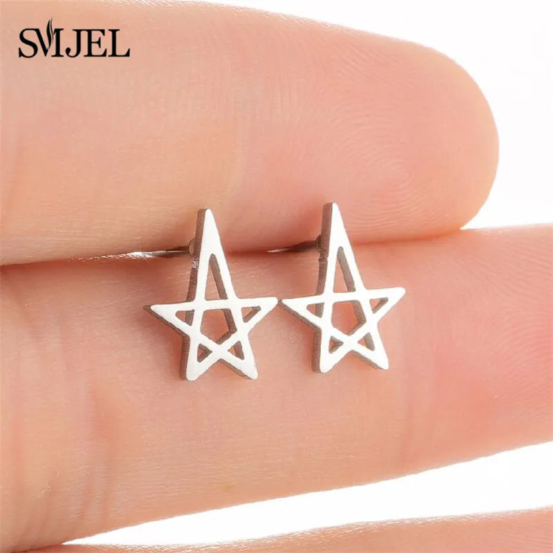 Stainless Steel Mini Stud Earrings Mushroom Cherry Weather Sun Water Droplets Cartilage Ear Piercing Jewelry Skull Face Studs