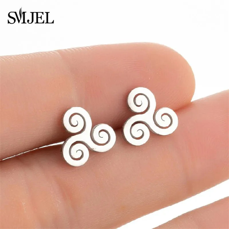 Stainless Steel Mini Stud Earrings Mushroom Cherry Weather Sun Water Droplets Cartilage Ear Piercing Jewelry Skull Face Studs