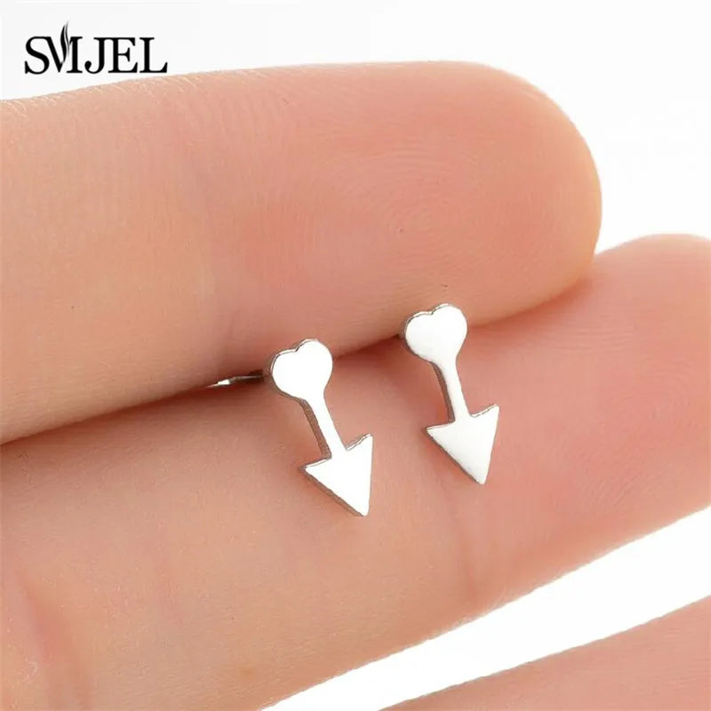 Stainless Steel Mini Stud Earrings Mushroom Cherry Weather Sun Water Droplets Cartilage Ear Piercing Jewelry Skull Face Studs