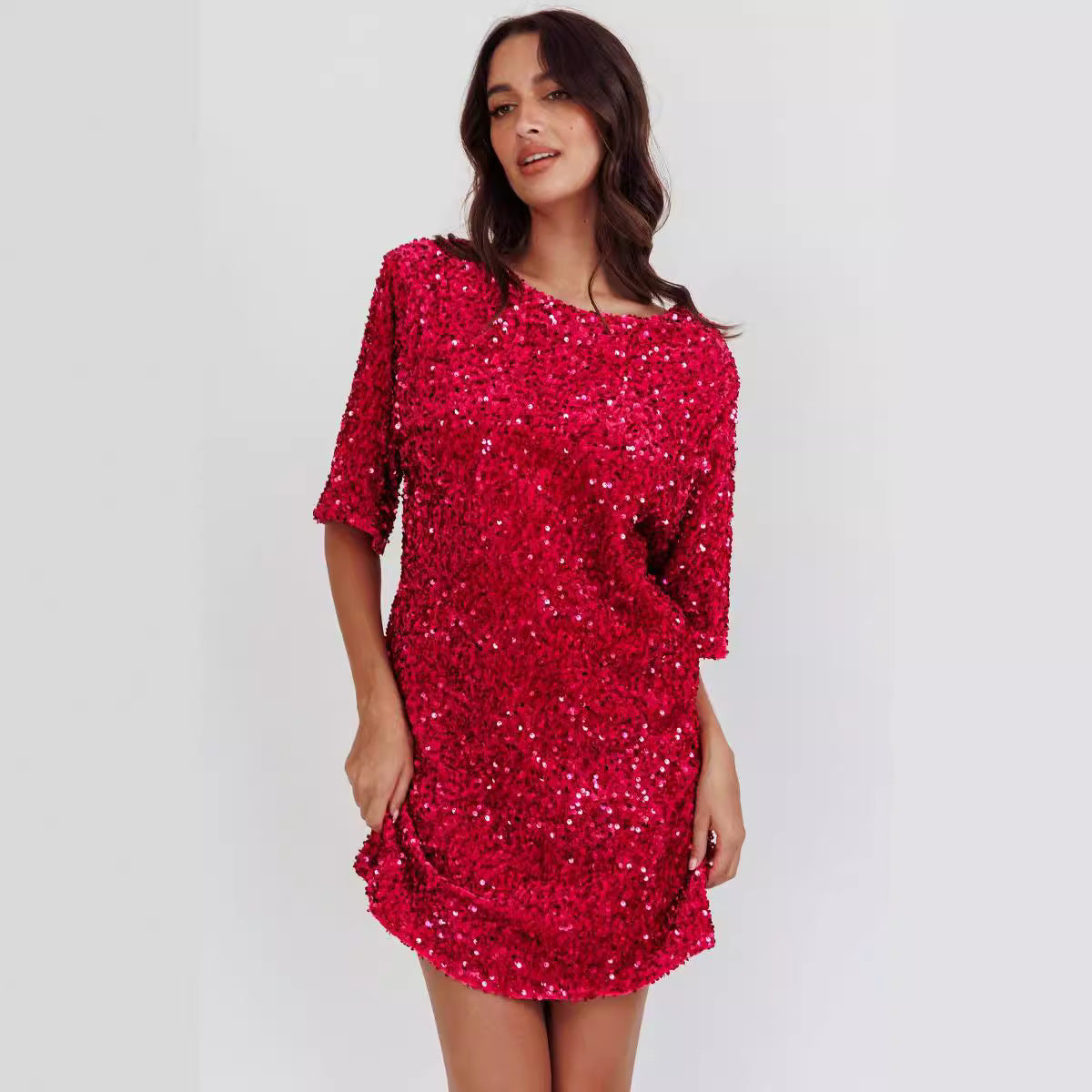 Sequin Fashion Temperament Short Sleeve Dress