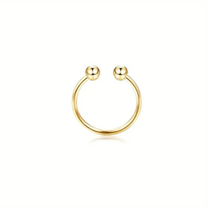 Drperfect Stainless Steel Fake Nose Rings Faux Septum Piercing Clip on Nose Septum Ring Faux Non-Pierced Nose Rings Earrings