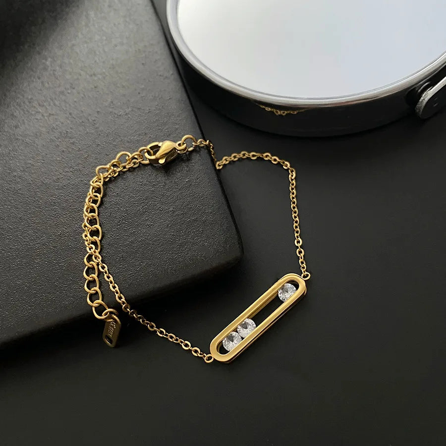 Arab Style Crystal Bead Pendant Necklace For Women Dainty Wedding Jewelry Stainless Steel Gold Plated 3 Dot On Oval Necklaces