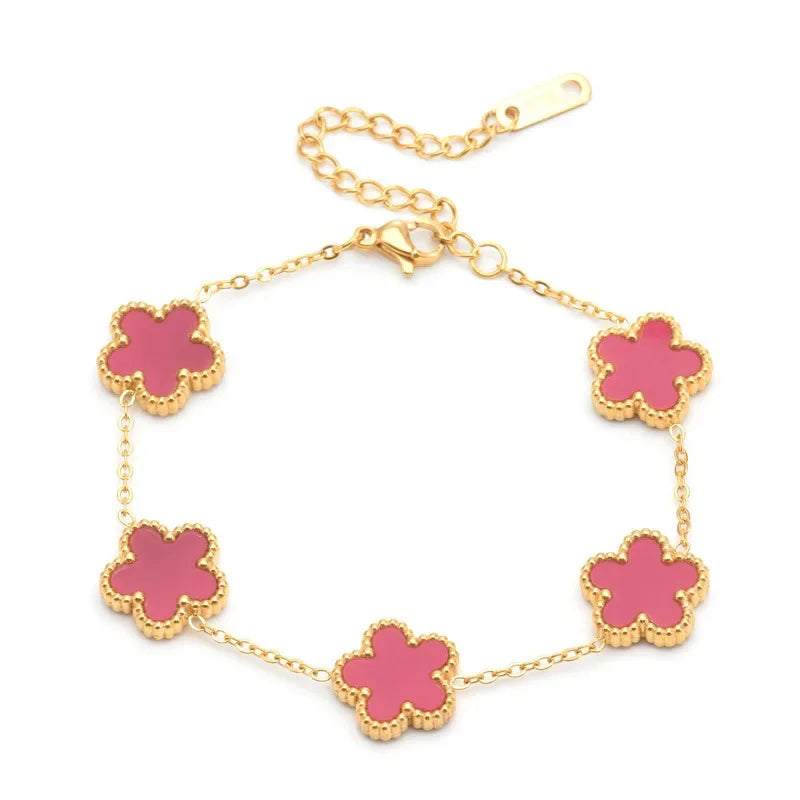 Fashion Four-leaf Clover Jewelry Design Bracelet Stainless Steel 18k Gold-plated Waterproof Bracelet Five-leaf Clover