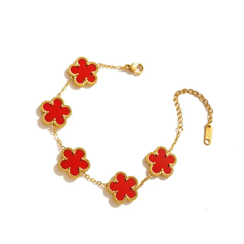 Fashion Four-leaf Clover Jewelry Design Bracelet Stainless Steel 18k Gold-plated Waterproof Bracelet Five-leaf Clover