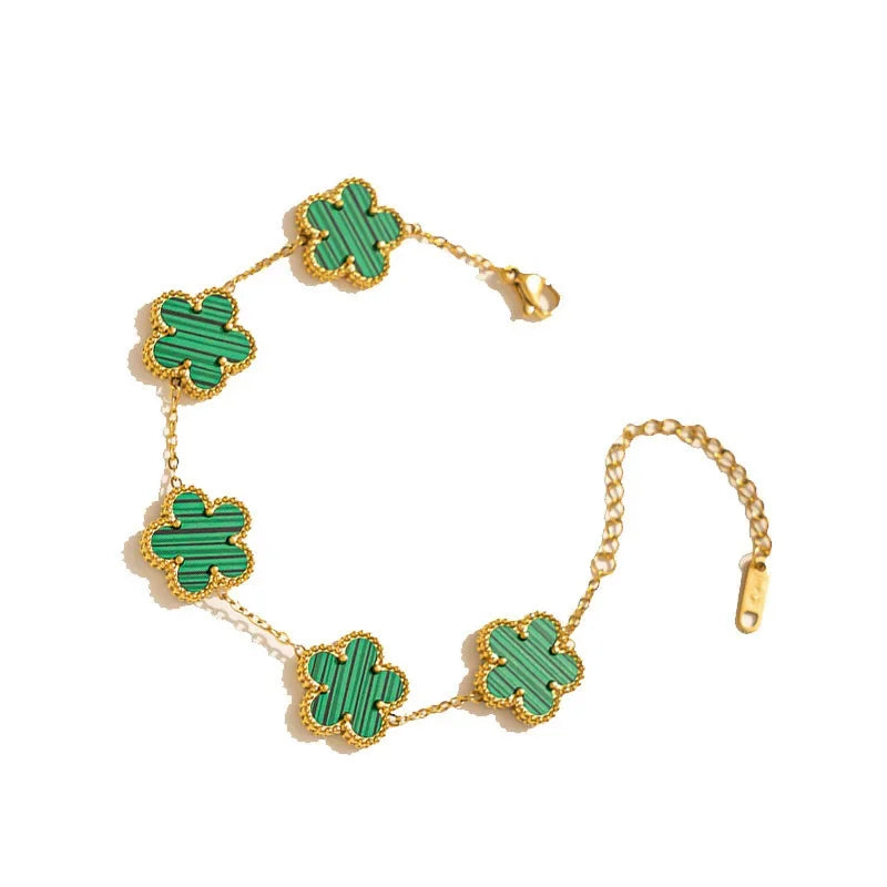 Fashion Four-leaf Clover Jewelry Design Bracelet Stainless Steel 18k Gold-plated Waterproof Bracelet Five-leaf Clover