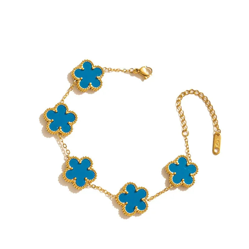 Fashion Four-leaf Clover Jewelry Design Bracelet Stainless Steel 18k Gold-plated Waterproof Bracelet Five-leaf Clover