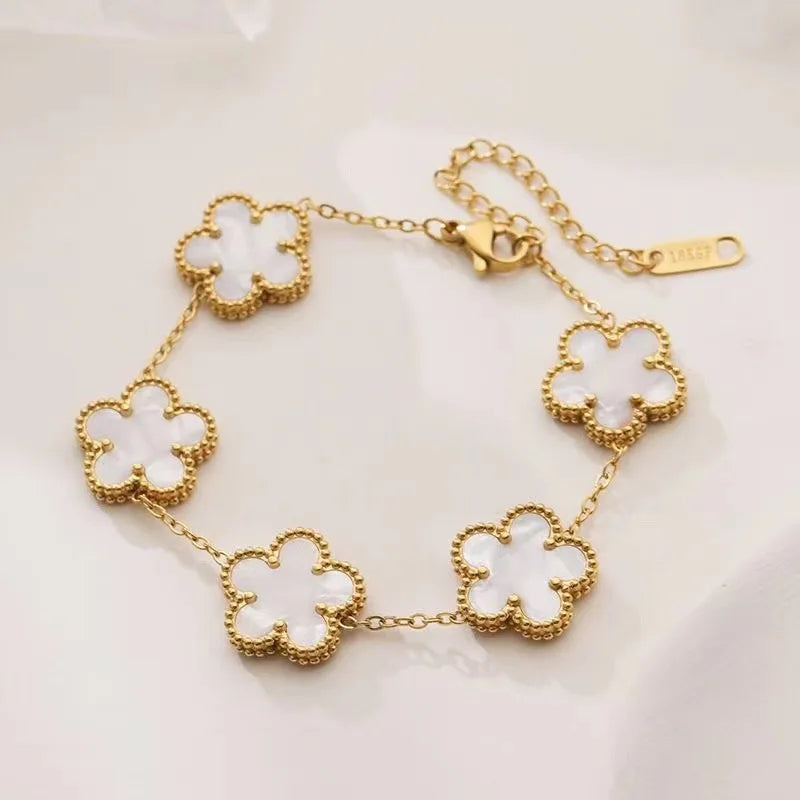 Fashion Four-leaf Clover Jewelry Design Bracelet Stainless Steel 18k Gold-plated Waterproof Bracelet Five-leaf Clover