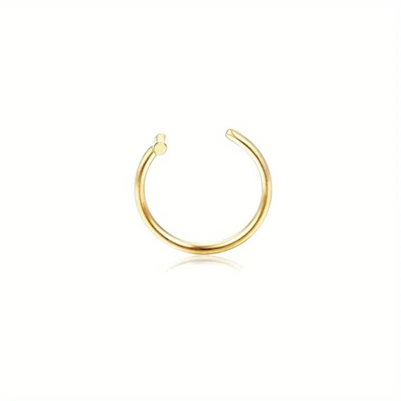 Drperfect Stainless Steel Fake Nose Rings Faux Septum Piercing Clip on Nose Septum Ring Faux Non-Pierced Nose Rings Earrings